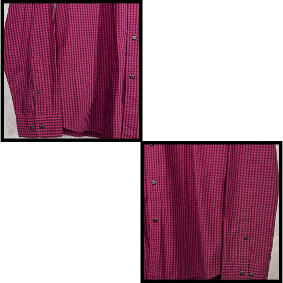 Rye by Hawker Rye Shirt Mens Long Sleeve‎ Button Down Check Large Tall Burgundy - Picture 8 of 8